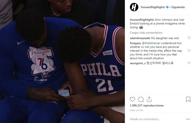 Jugador de Philadelphia multado por revisar su celular durante el partido