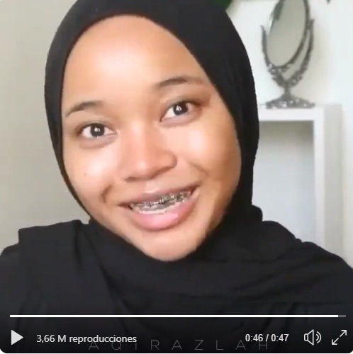 joven malaya se quita el maquillaje