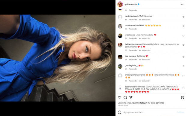 Giuliana Sotela compartió una imagen en primer plano y se llenó de elogios / www.instagram.com/giulianasotela/