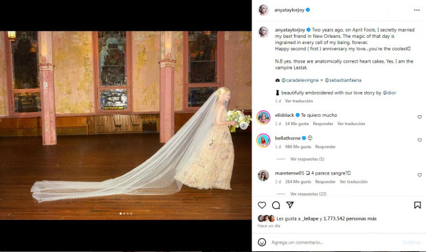 A dos años de su casamiento, Anya Taylor-Joy compartió algunas fotos de su boda / www.instagram.com/anyataylorjoy