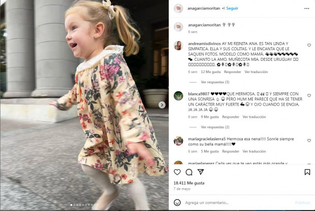 La pequeña está próxima a cumplir sus primeros 3 años / www.instagram.com/anagarciamoritan