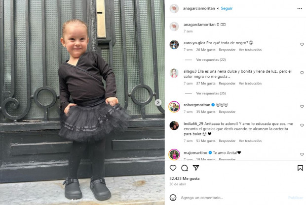 La niña tiene su propia cuenta de Instagram, donde la modelo suele subir fotos con frecuencia / www.instagram.com/anagarciamoritan
