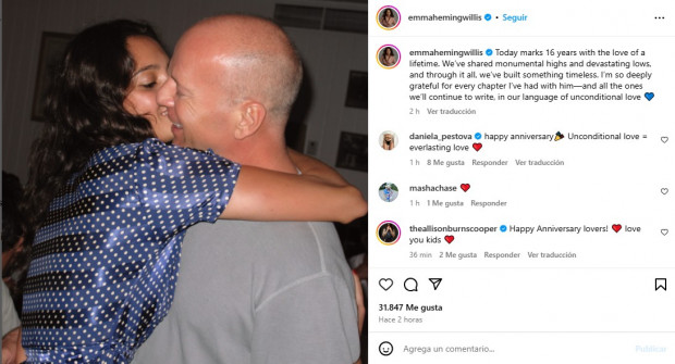 Emma Heming, esposa de Bruce Willis, compartió potente reflexión en el 16° aniversario de casamiento / www.instagram.com/emmahemingwillis