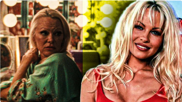 Pamela Anderson volvió a quejarse del trato que recibió tras Baywatch (derecha), hasta que consiguió un papel diferente en "The Last Showgirl" (izquierda) / animatedtimes.com