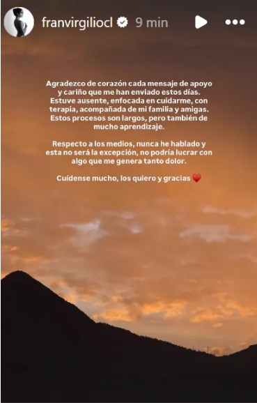 Además, compartió una profunda reflexión / www.instagram.com/franvirgiliocl