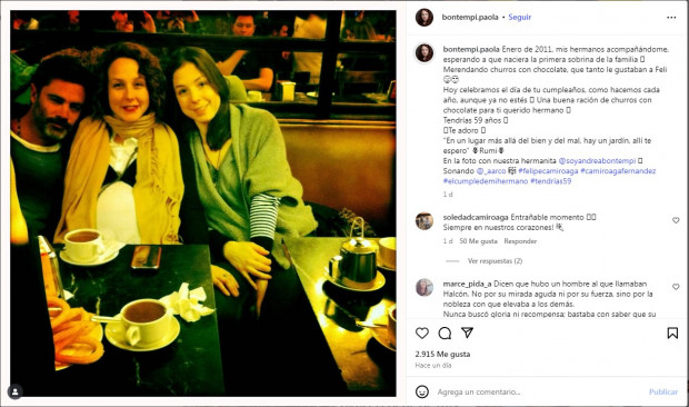 Paola Bontempi recordó a Felipe Camiroaga en el que sería su 59° cumpleaños / www.instagram.com/bontempi.paola