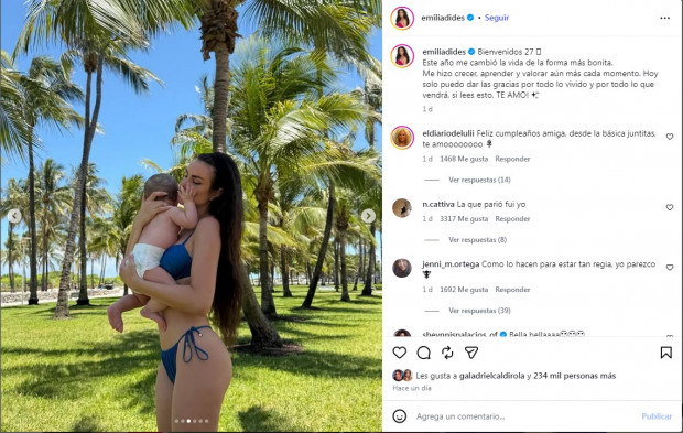Dides se vio muy relajada y feliz junto a Sammis Reyes y su hija Mia Ignacia / www.instagram.com/emiliadides