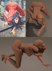 Rendición en 3D de la portada de Milo Manara para Spider-Woman #1
