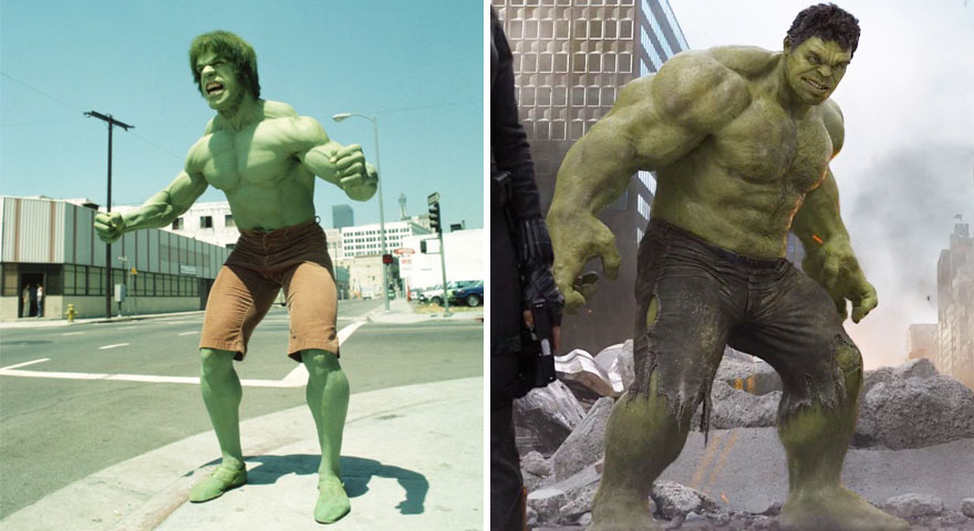 antes y ahora superhéroes
