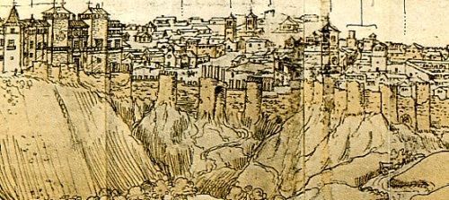 Muralla árabe de Madrid, dibujada por Anton Van der Wyngaerde en 1562