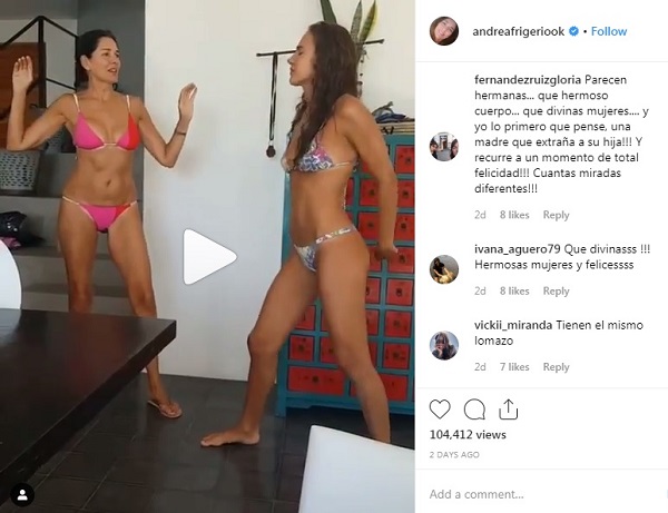 andrea frigerio y su hija bailando