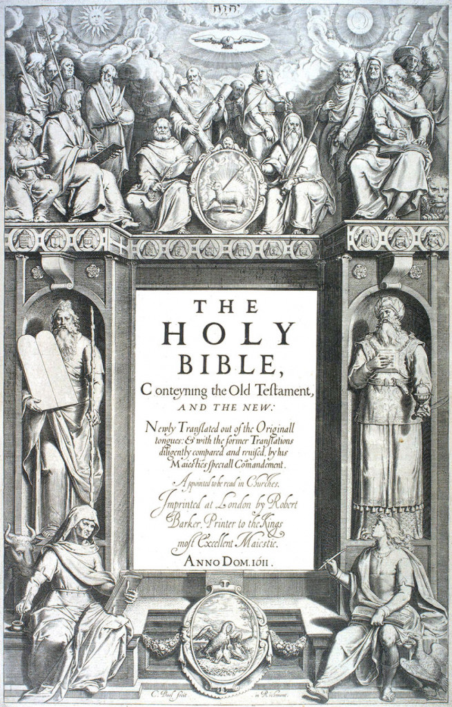 Portada de la primera edición de la Biblia del Rey Jacobo.
