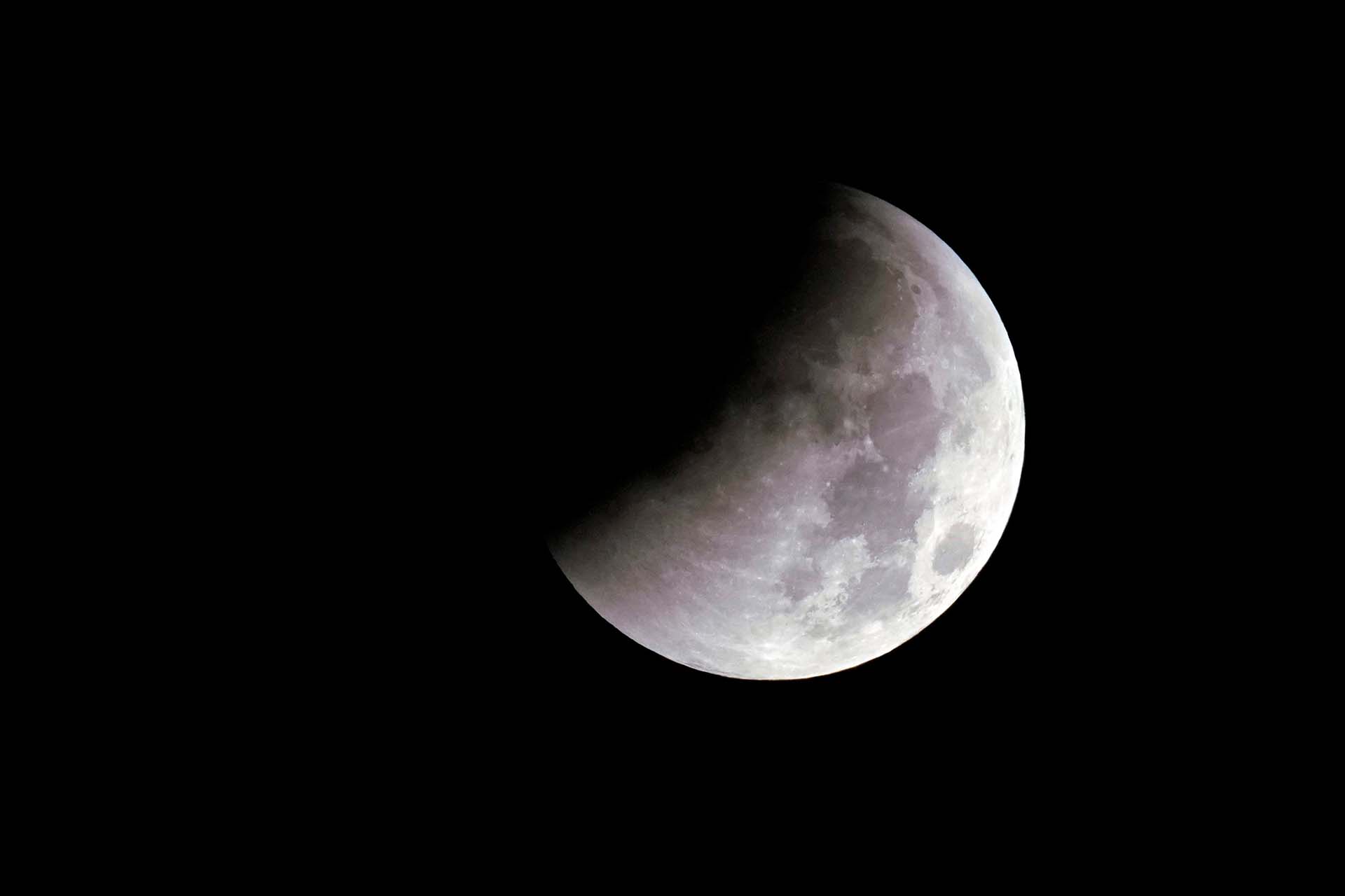 "Super Blue Blood Moon" is seen during a lunar eclipse over Shanghai