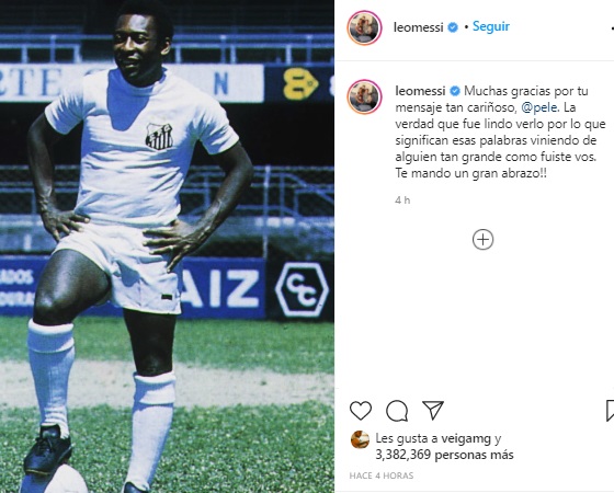 Así le agradeció Messi a Pelé.