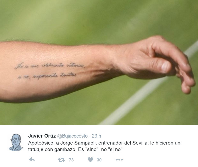 Sampaoli recibe burlas por tatuaje
