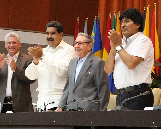 Díaz-Canel, Maduro, Castro y Morales en una de las reuniones del Foro de Sao Paulo.