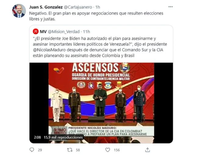 La publicación del funcionario Juan González.