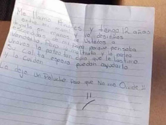 Carta de Andrés dirigida al refugio de mascotas.
