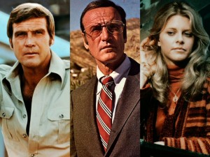 Un trío de oro: Lee Majors (El hombre Nuclear), Richard Anderson (Oscar Goldman) y la actriz Lindsay Wagner (la mujer biónica).