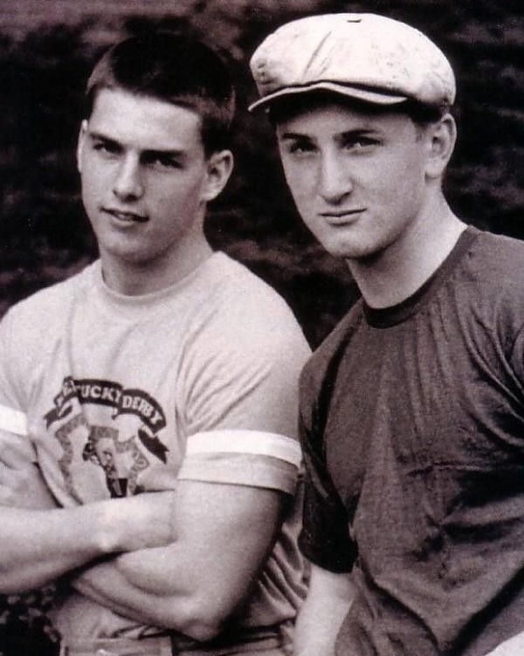 Tom Cruise and Sean Penn on the set of Taps, 1981