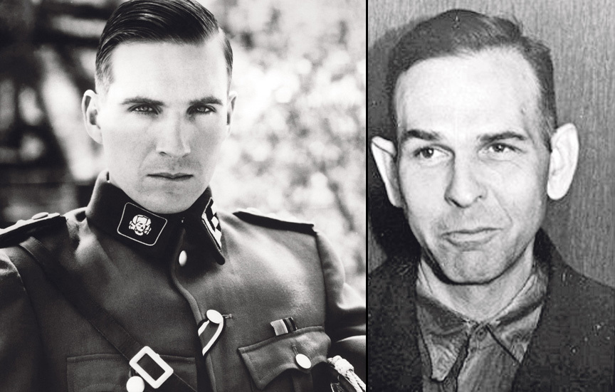 El actor Ralph Fiennes y el comandante SS Amon Göth.