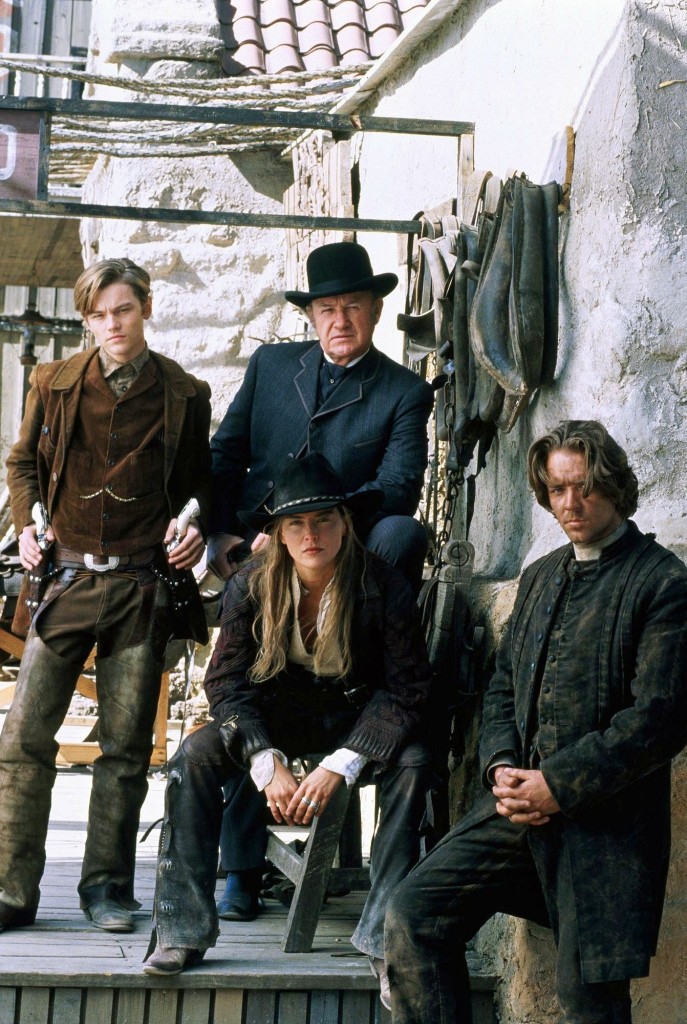 Leonardo DiCaprio, Gene Hackman, Sharon Stone y Russell Crowe, los cuatro protagonistas de la cinta "The Quick and The Dead".
