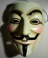 La famosa máscara inspirada en las facciones de Guy Fawkes.