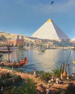 Hace unos 4.600 años retratando la vida alrededor de las pirámides. Los edificios del templo, los pescadores que transportan su pesca diaria y los artículos entregados por agua se pueden ver si miras de cerca.