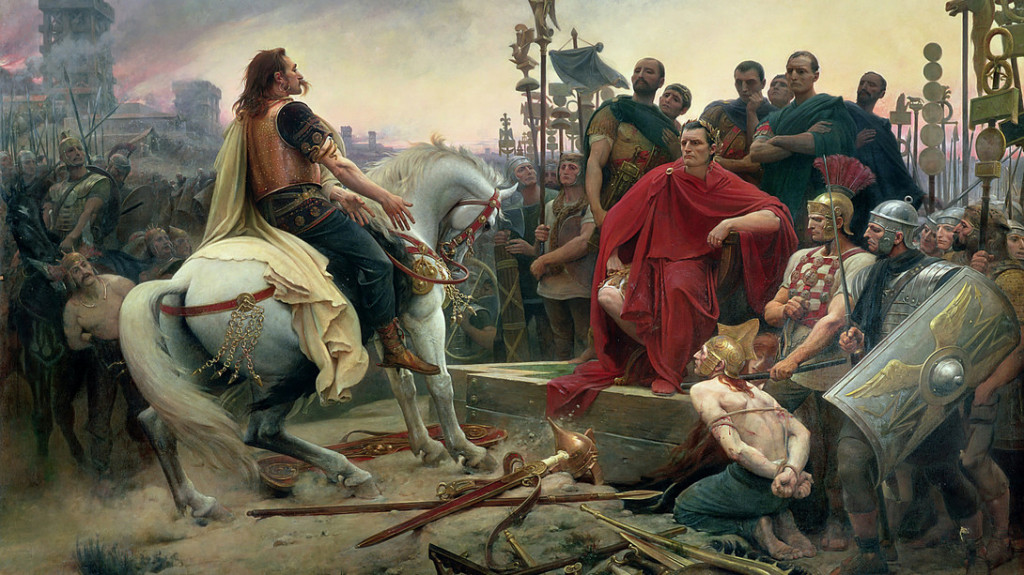 Vercingetorix hace entrega de sus armas a Julio César (Lionel Royer1899)