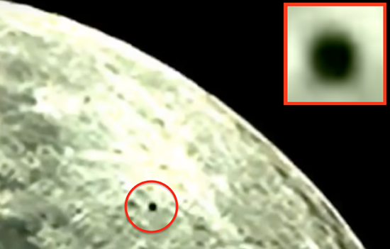 Foto: Zoom de la esfera negra sobre la Luna. /mundoesotericoparanormal.com