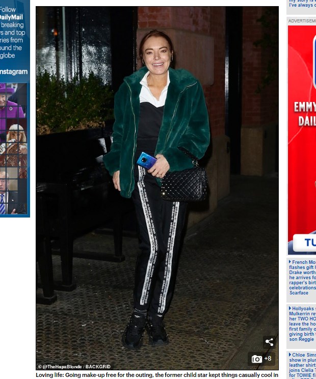 Lindsay Lohan fue vista con un look muy relajado: sin maquillaje y con vestimenta casual / Captura www.dailymail.co.uk