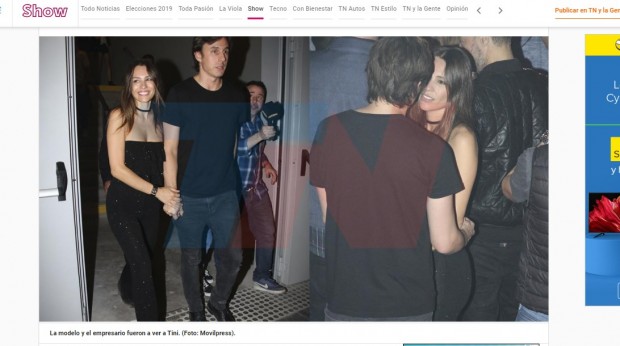 Pampita llega al recital de Tini Stoessel y se muestra muy cariñosa junto a su futuro esposo / Captura tn.com.ar