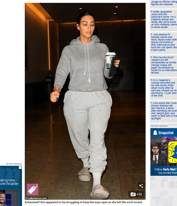 Kim Kardashian fue captada a la salida de una sesión de fotos totalmente al natural / Captura www.dailymail.co.uk
