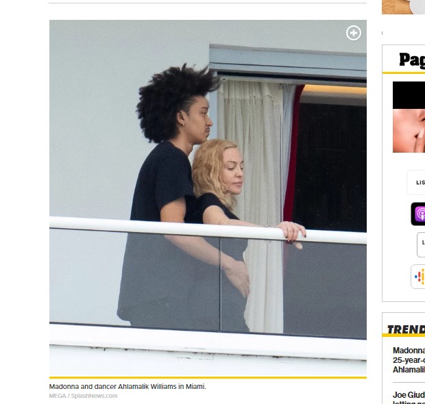 Ahlamalik Williams abraza a Madonna, 36 años mayor / Captura pagesix.com