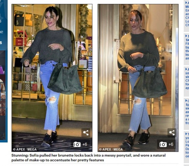 Sofía Vergara, captada haciendo compras navideñas con un raro peinado / Captura www.dailymail.co.uk