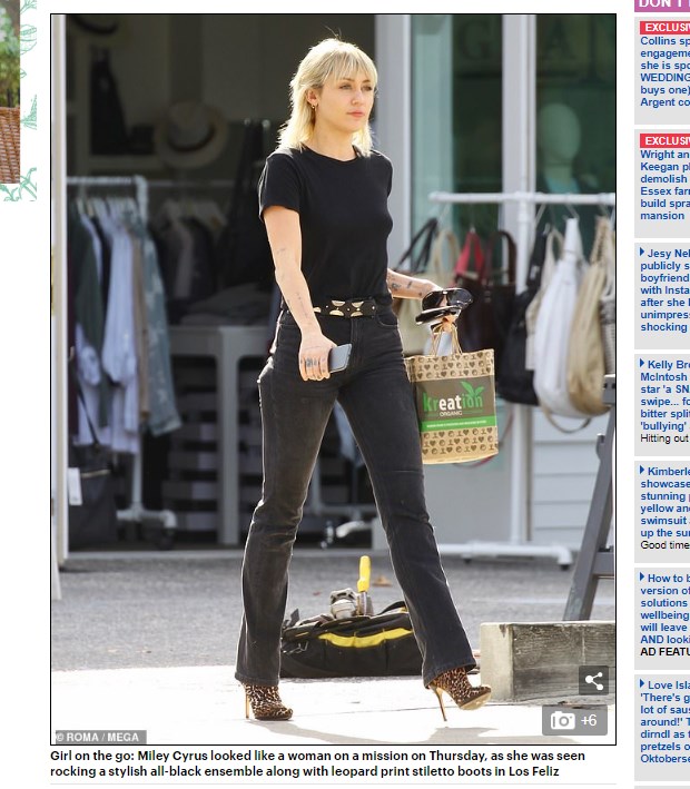 Miley Cyrus en Los Feliz, en su primera aparición pública tras finalizar su divorcio con Liam Hemsworth / Captura www.dailymail.co.uk