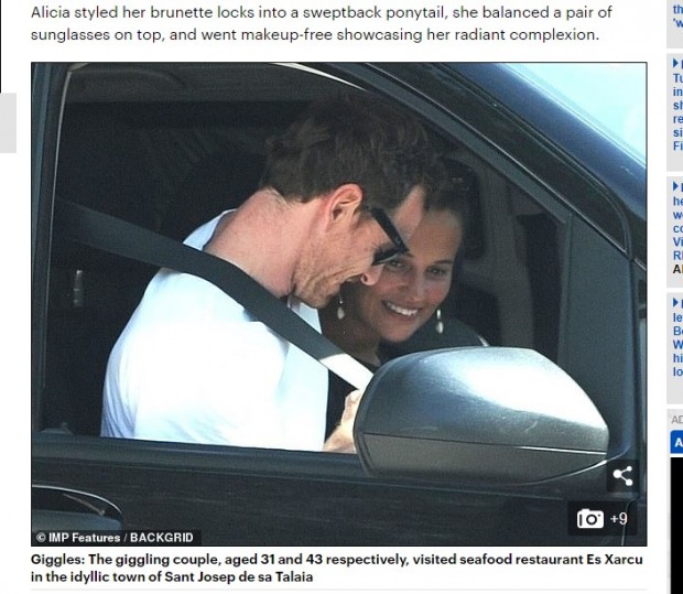 Alicia Vikander salió junto a su marido, Michael Fassbender / Captura www.dailymail.co.uk