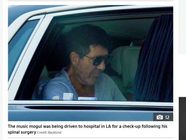 Simon Cowell, dirigiéndose a un control médico tras quebrarse la espalda / Captura www.thesun.co.uk