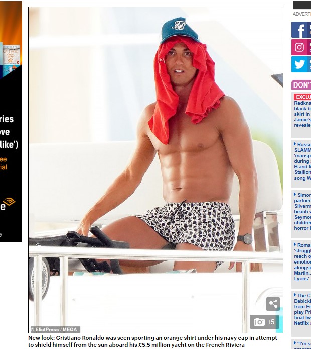 Cristiano Ronaldo, disfrutando de un lujoso yate tras la eliminación de la Champions / Captura www.dailymail.co.uk