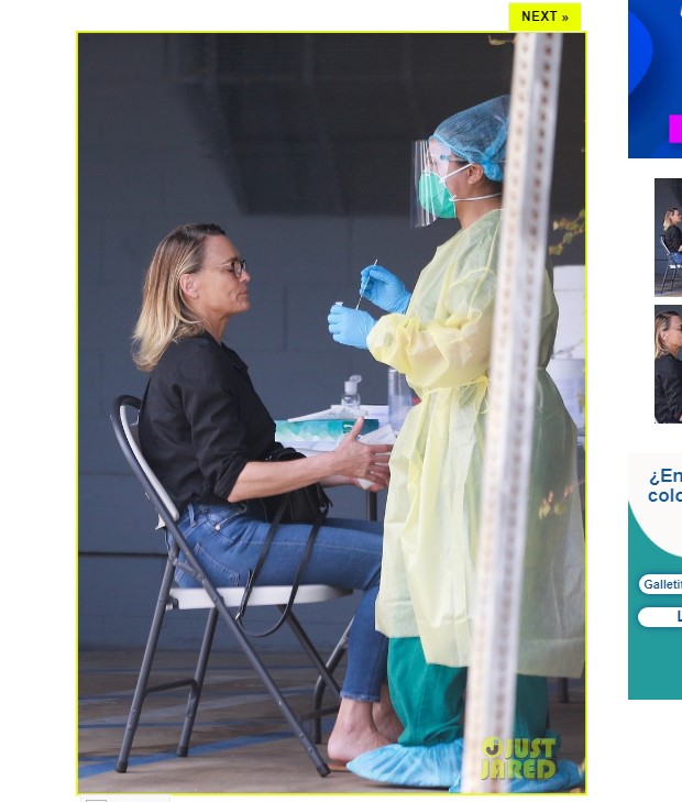 Robin Wright, a punto de ser examinada de coronavirus / Captura www.justjared.com