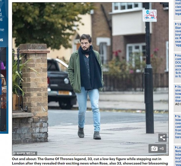 Kit Harington, captado por primera vez desde que se conoció que se convertirá en padre / Captura www.dailymail.co.uk