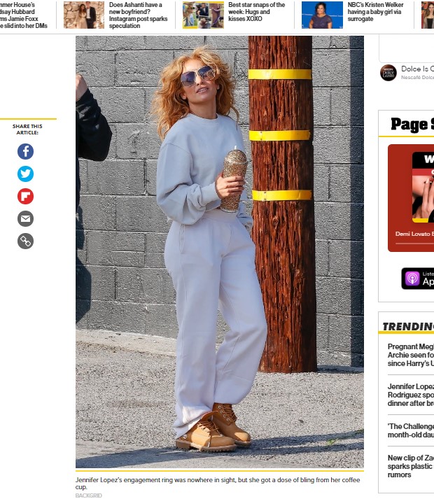 Jennifer Lopez, captada horas después de encontrarse a cenar con Alex Rodríguez / Captura pagesix.com