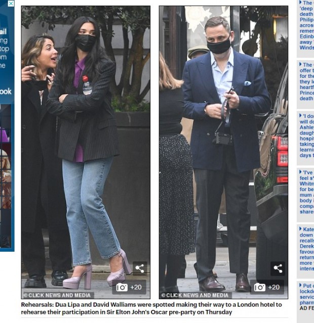 Así se vio a Dua Lipa junto al actor y presentador David Walliams / Captura www.dailymail.co.uk