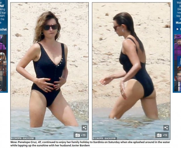 Penélope Cruz, captada en sus vacaciones en Cerdeña / Captura www.dailymail.co.uk