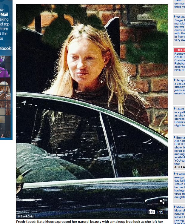 Kate Moss, captada en Londres sin una gota de maquillaje / Captura www.dailymail.co.uk