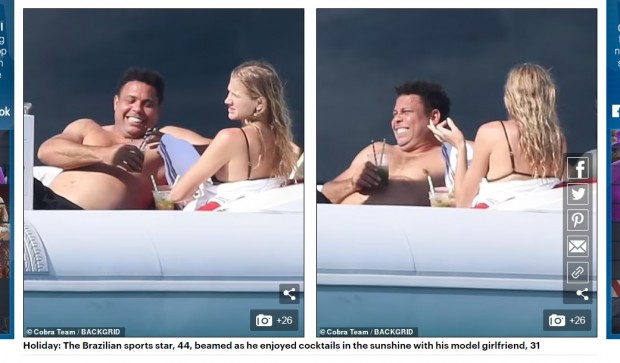 El ex crack brasileño se relajó y bebió algunos tragos en Ibiza / Captura www.dailymail.co.uk