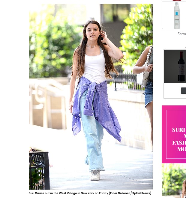 Suri Cruise, captada en Nueva York / Captura hollywoodlife.com