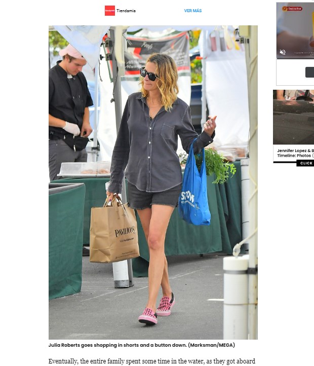 Julia Roberts, captada haciendo compras en sus vacaciones / Captura hollywoodlife.com