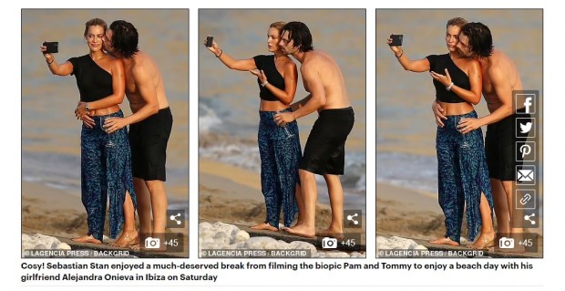 Sebastian Stan, muy cariñoso con su novia Alejandra Onieva / Captura www.dailymail.co.uk