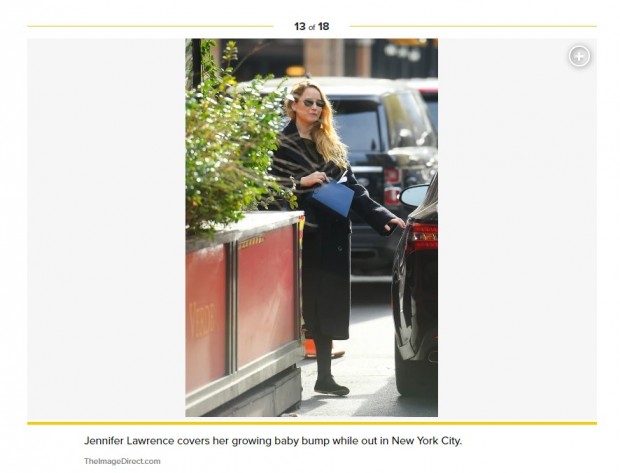 Jennifer Lawrence fue fotografiada aunque, esta vez, optó por cubrir su embarazo / Captura pagesix.com
